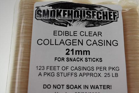 Smokehouse Chef 5-pack 21mm 25 lbs Clear Collagen snack sausage casings for of snack sausage. From . Beef product