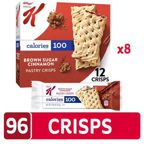100 (8 96 Count) Special K Bar Pastry Crisps, Breakfast Bars, Calorie Snacks, Brown Sugar Cinnamon Boxes