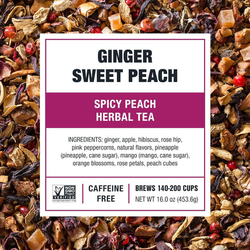 200 16oz Tiesta Tea - Ginger Sweet Peach, Spicy Peach Herbal Tea, Tranquility Blend, Loose Leaf, Non-Caffeinated