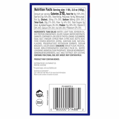 3.6 oz (Pack 5) StarKist Snack-To-Go Ready to Eat Meals Tuna Salad Kit, Classic Tuna Salad with Crackers Kit