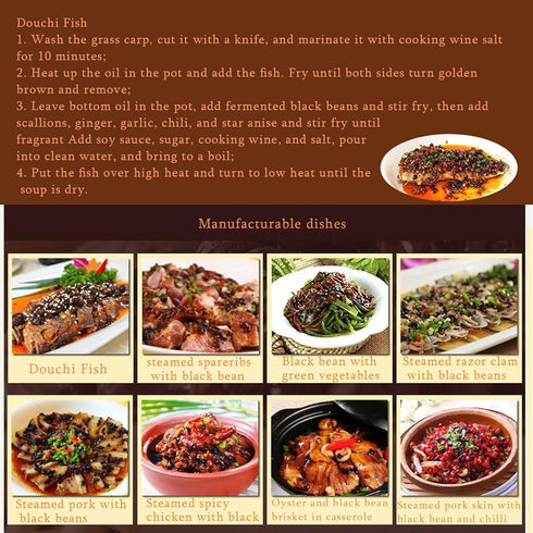 SPFLAUFR 500g,Dried fermented black bean black beansBean drum sauceSoybean drum, Tempeh is a traditional Chinese