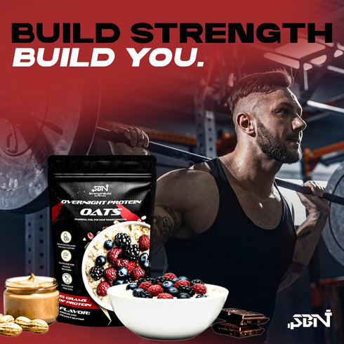 SBN StrengthBuild Nutrition 45g 8 StrengthBuild Overnight Protein Oats Protein Muscle-Building Oatmeal Clean