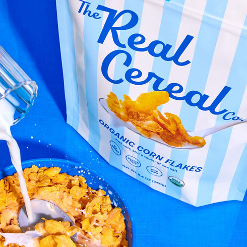 3-Pack, The Real Cereal Company, Organic Corn Flakes Cereal Zero Sugar, Gluten Free, Non-GMO, Made in USA