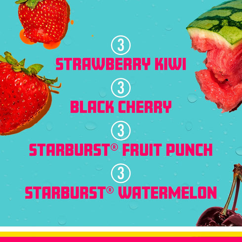 Pack, 17 oz, 12 count Sparkling Ice STARBURST Red Variety Zero Sugar Flavored Sparkling Water, Vitamins & Antioxidants