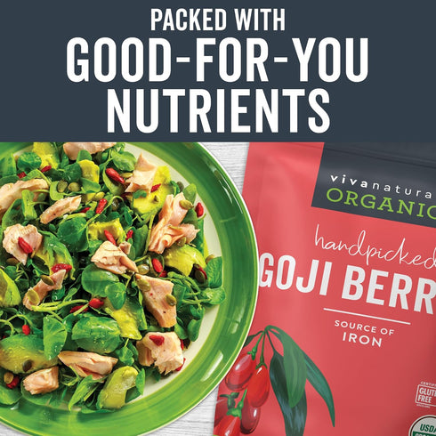 8 oz (227 Viva Naturals Organic Dried Goji Berries, g) Non-GMO, Vegan Wolfberries, Perfect for Goji Berry Tea
