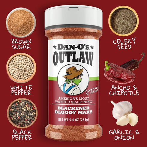 6 Set- Dan-O's Outlaw Seasoning Bottle Butter Dust, Butter Steak, Spicy BBQ, Sweet Caribbean, Sweet & Tangy BBQ
