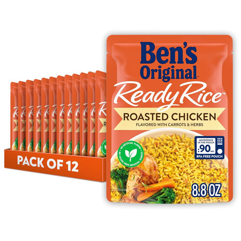 BEN'S ORIGINAL Ready Rice Roasted Chicken Flavored Rice, Easy Dinner Side, 8.8