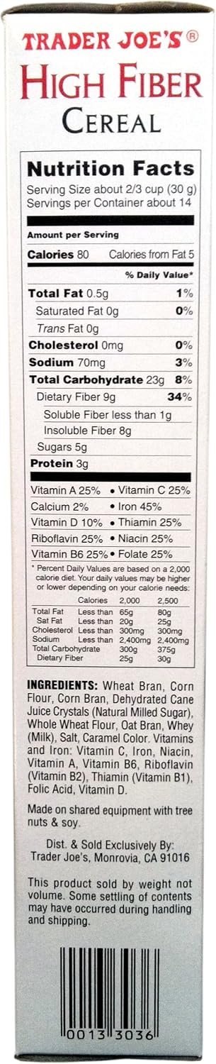 14.5 oz Trader Joes High Fiber Cereal
