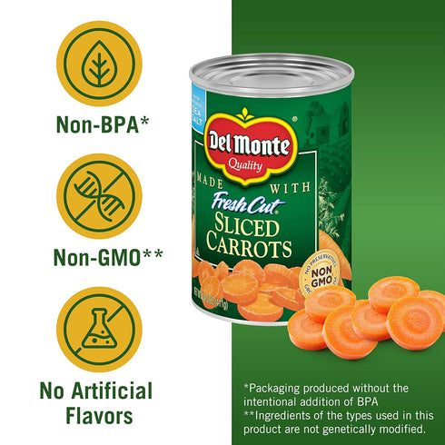 14.5 oz. (Pack 6) Del Monte Fresh Cut Sliced Carrots Can, Canned Vegetables