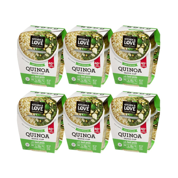 Kitchen & Love Basil Pesto Quinoa Quick Meal 6-Pack | Gluten-Free, Ready-to-Eat,