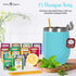 Set 15 10 Birthday Gift with Stainless Tumbler, Assorted Teas, Honey Straws, Tea Tongs, Scented Candle and Greeting