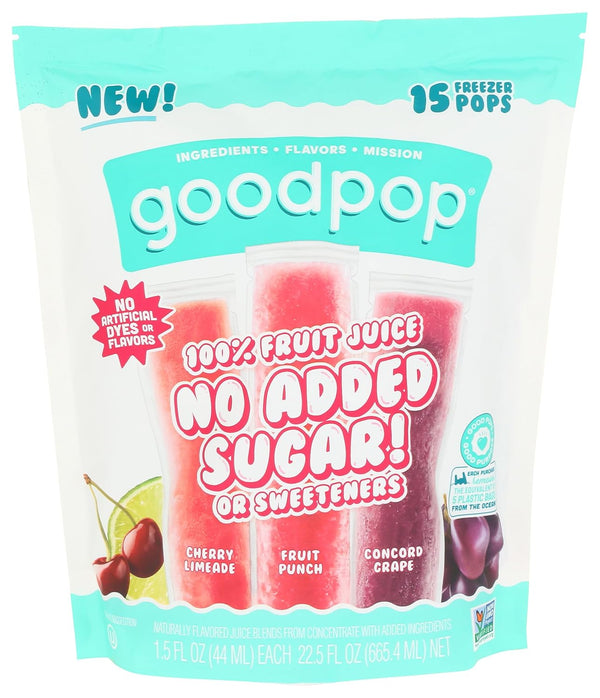GOODPOP Assorted Freezer Pops 15 Count, 22.5 FZ