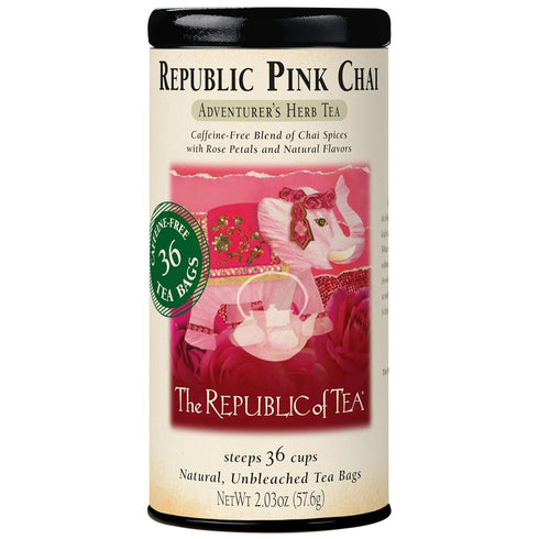 The Republic of Tea Republic Pink Chai Herbal Tea Tin, 36 Tea