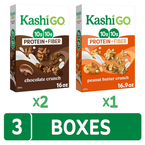 10g 10g Pack (3 Kashi GO Protein Cereal, Protein, Fiber, Variety Boxes)