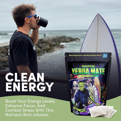 (100 Packaging. MADFLOW Yerba Mate Tea Bags Mate Tea Bags). Organic & Unsmoked. Resealable Alternative to Yerba Mate