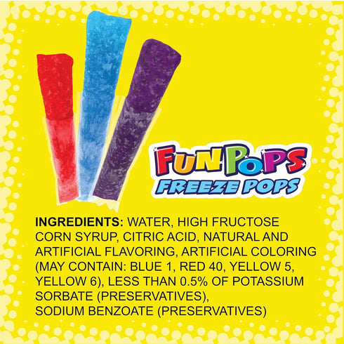 Pack, 2 oz, 48 Count FunPops Freeze Pops, Refreshing Fat Free Popsicles, Variety Box