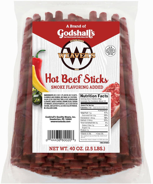Weavers Hot Beef Sticks (80 hot & spicy 7 beef sticks per