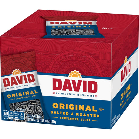1.75 oz. (Pack 24) DAVID Sunflower Seeds, Original Flavor