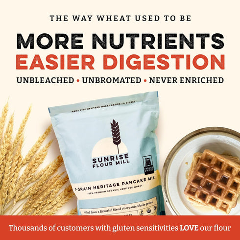 7-Grain 2 lbs Sunrise Flour Mill USDA Organic Heritage Pancake Mix- | Enjoy Fluffy & Tasty Waffles | Easier to Digest