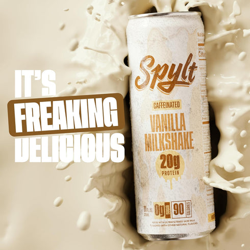 60mg 20g 90 12 Count Spylt High Protein Vanilla Milkshake with Caffeine & Protein - Calories, Ready to Drink, Sugar