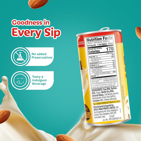 Pack 12 MTR Badam Drink, Ready-to-Drink - Authentic Indian Almond Milk Beverage, Real Bits of Almond & Saffron, No