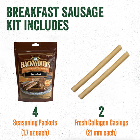 20 9.8 Package LEM Products Backwoods Breakfast Fresh Sausage Seasoning Kit, Ideal for Wild Game and Domestic Meat