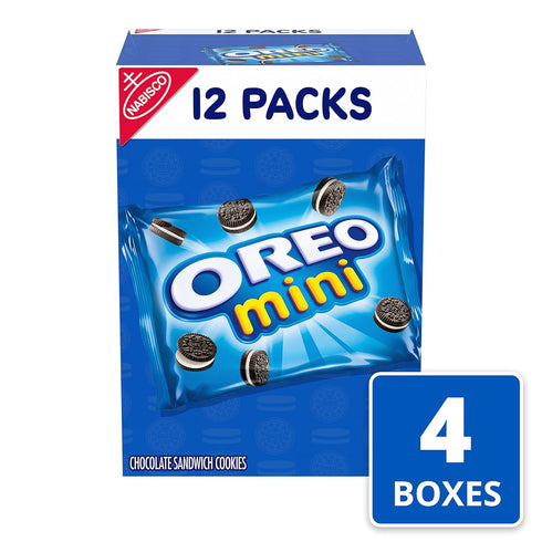 48 Packs (4 OREO Mini Chocolate Sandwich Cookies, Snack Boxes)
