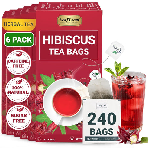 LeafLea Hibiscus Tea Bags 240 Count, Individually Wrapped, 100% Natural Hibiscus Flower