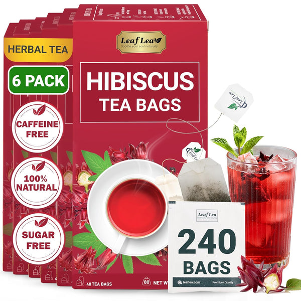 LeafLea Hibiscus Tea Bags 240 Count, Individually Wrapped, 100% Natural Hibiscus Flower