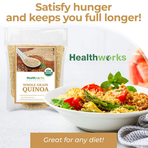 80 Oz 5 Lbs Healthworks Superfoods Organic Quinoa White Whole Grain Raw - / - Protein, Fiber & Iron - Peruvian Origin