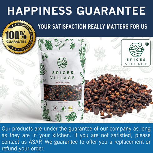 Spices Village Whole Cloves 7 Ounces, Kosher, All Natural Dried Clove Buds, Gluten Free, Resealable Bulk Bag