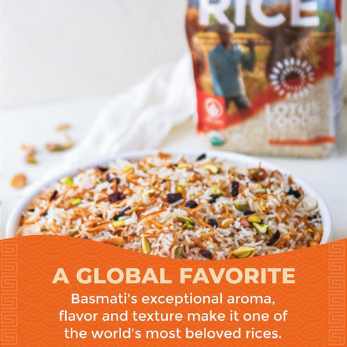 30 Oz (Pack 2) Lotus Foods Regenerative Organic White Basmati Rice - Gluten Free Long Grain White Rice, Vegan, Non GMO