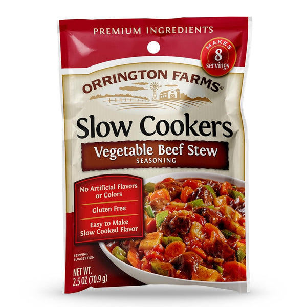 Orrington Farms Slow Cookers Seasoning, Vegetable Beef Stew, 2.5 oz Packet (Pack