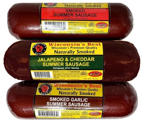 Summer Summer Wisconsins Best - Sausage Gift Box | Smoked, Garlic & Jalapeo Cheddar Sausages | Perfect for Parties