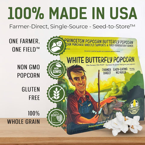2lb Farmer Direct Baby White Popcorn Kernels - Tender Hulless Bag - Freshness for Oil, Microwave, or Air Popper - Easy