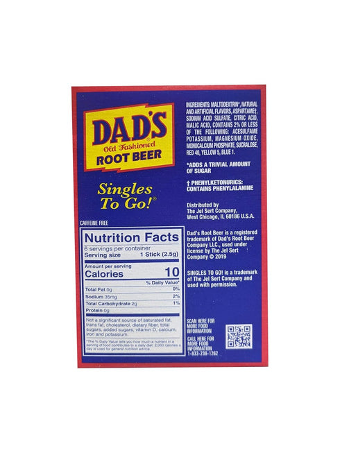 Dad's Old Fashion Rootbeer Singles To Go Drink Mix, 0.53 OZ, 6 CT (3 Packs)