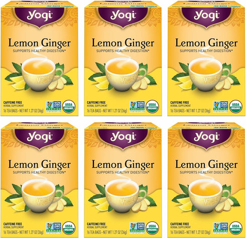 Yogi Tea Lemon Ginger Tea - 16 Bags per Pack (6 Packs)