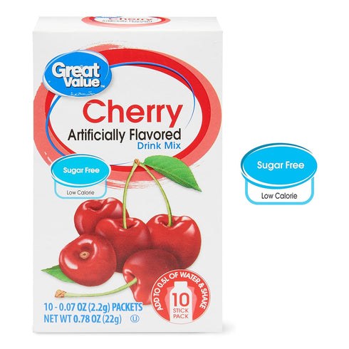 Great Value (Pack 6) Sugar Free, Low Calorie Cherry Drink Mix