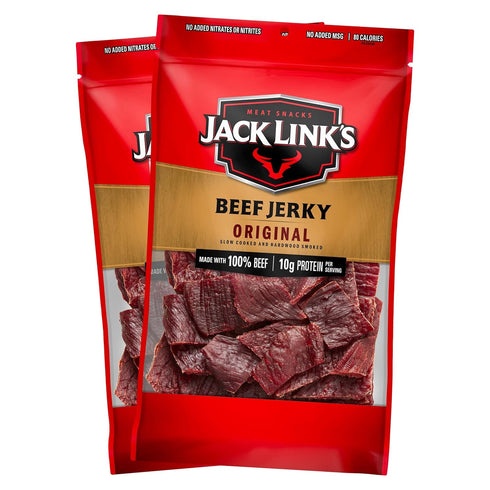 Jack Link's Beef Jerky, Original, Large Jerky Bags - Flavorful Meat Snacks,