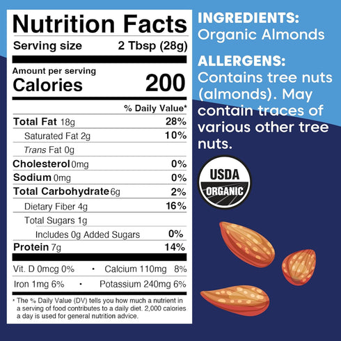 (8 Wilderness Poets, Almond Butter - Organic Raw Nut Butter Ounce) - Vegan, Gluten Free, Non GMO, No Salt, No Sugar