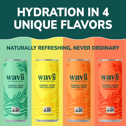 12 Pack, 11 oz Wavii Coconut Water with Sea Moss, fl Clean Hydration with Electrolytes and Ocean-Derived Trace