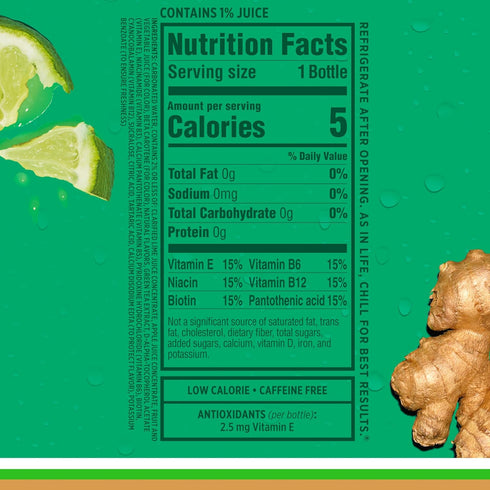 17 oz (Pack 12) Sparkling Ice, Ginger Lime Sparkling Water, Zero Sugar Flavored Water, with Vitamins and Antioxidants
