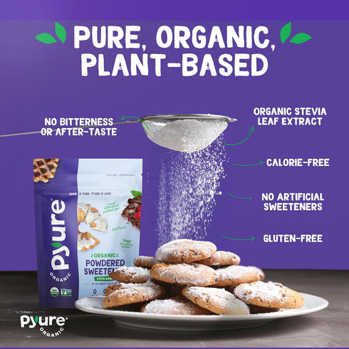 12 oz Pyure Organic Powdered Sweetener | Sugar-Free Confectioners Sugar Substitute for Baking | Keto, Gluten-Free, Zero
