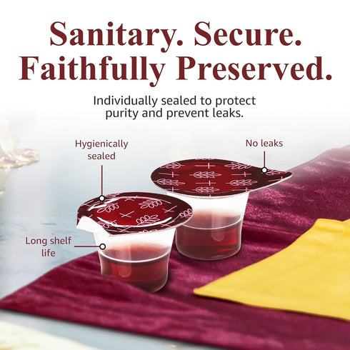 Grace Communion Set 250 Communion Prefilled Cup and Wafer - Box of Bread and Grape Juice for Holy