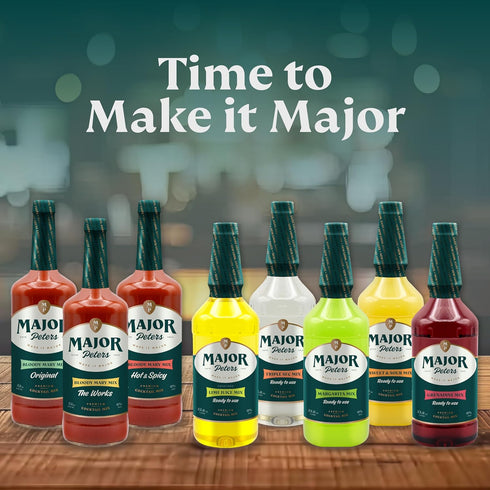 (33.8 Pack 1) Major Peters' Sweetened Lime Juice, Only Add Spirits & Garnishes for Ideal Drink Fl Ounce