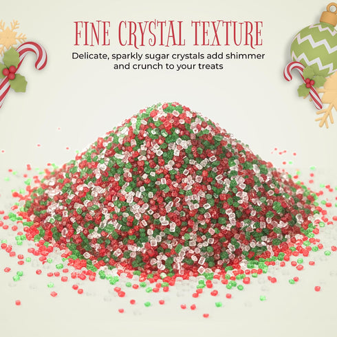 3 NY Spice Shop Sanding Sugars - Pound Nonpareils Snowflake Red, Green & White Sprinkles - Edible Themed Festive