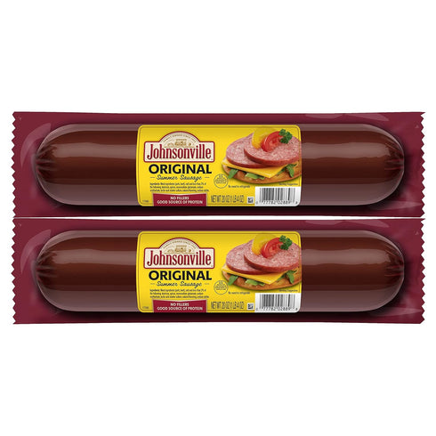 Johnsonville Original Summer Sausages 2/20oz. Good Source of Protein, Great for Charcuterie
