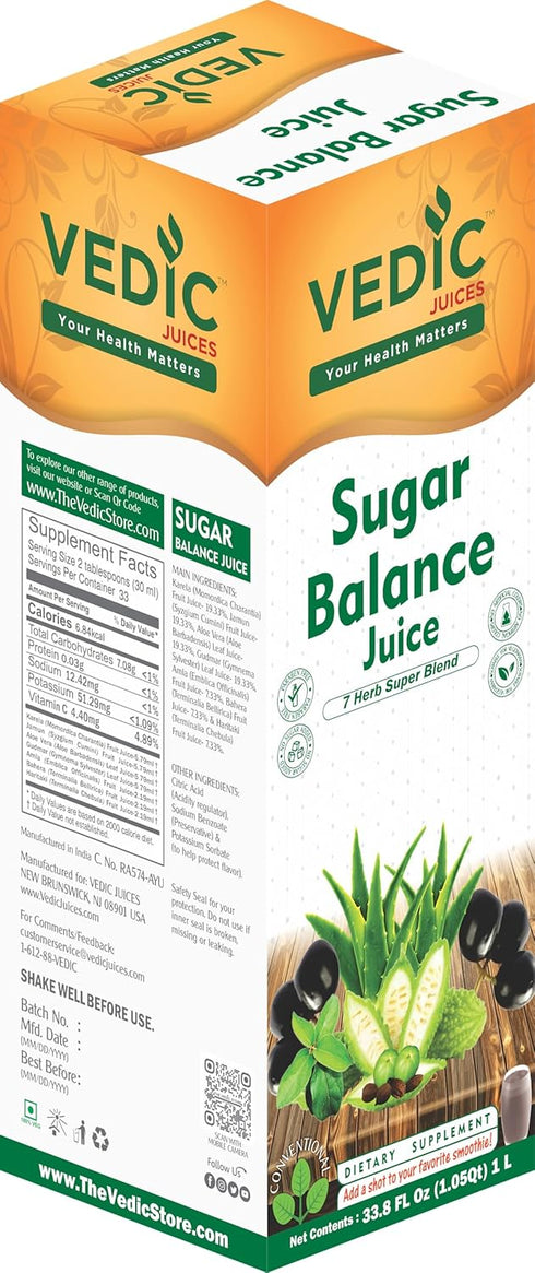 Vedic Sugar Balance Juice, Daily use, 33.8 oz, 1 Litre