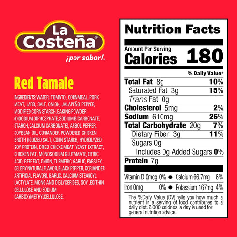 3.8 oz, 12 Pack La Costea Red Tamales - Made with Pork, Red Sauce & Masa Corn Meal - Microwavable Ready to Eat Meals No