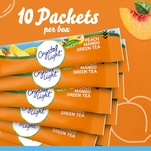 10-Packet (Pack 12) Crystal Light On The Go Peach Mango Green Tea Drink Mix, Box